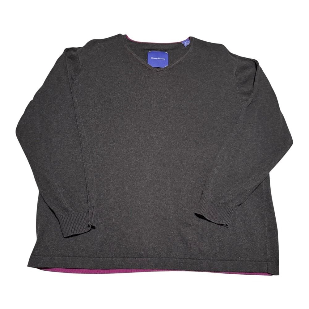 Tommy‎ Bahama Cotton Cashmere Gray Blank V-neck Sweater Men's XL